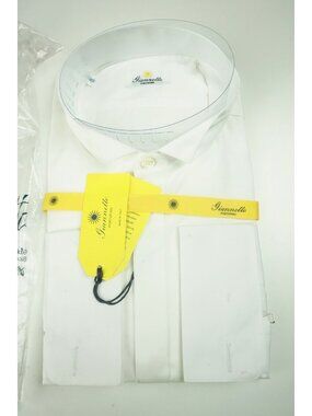Giannetto Vulcano White Cotton French Cuff Button Up Shirt 16 41 NEW